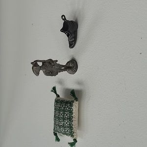 3 miniatures  ..shoe,throw pillow,soldier figurine